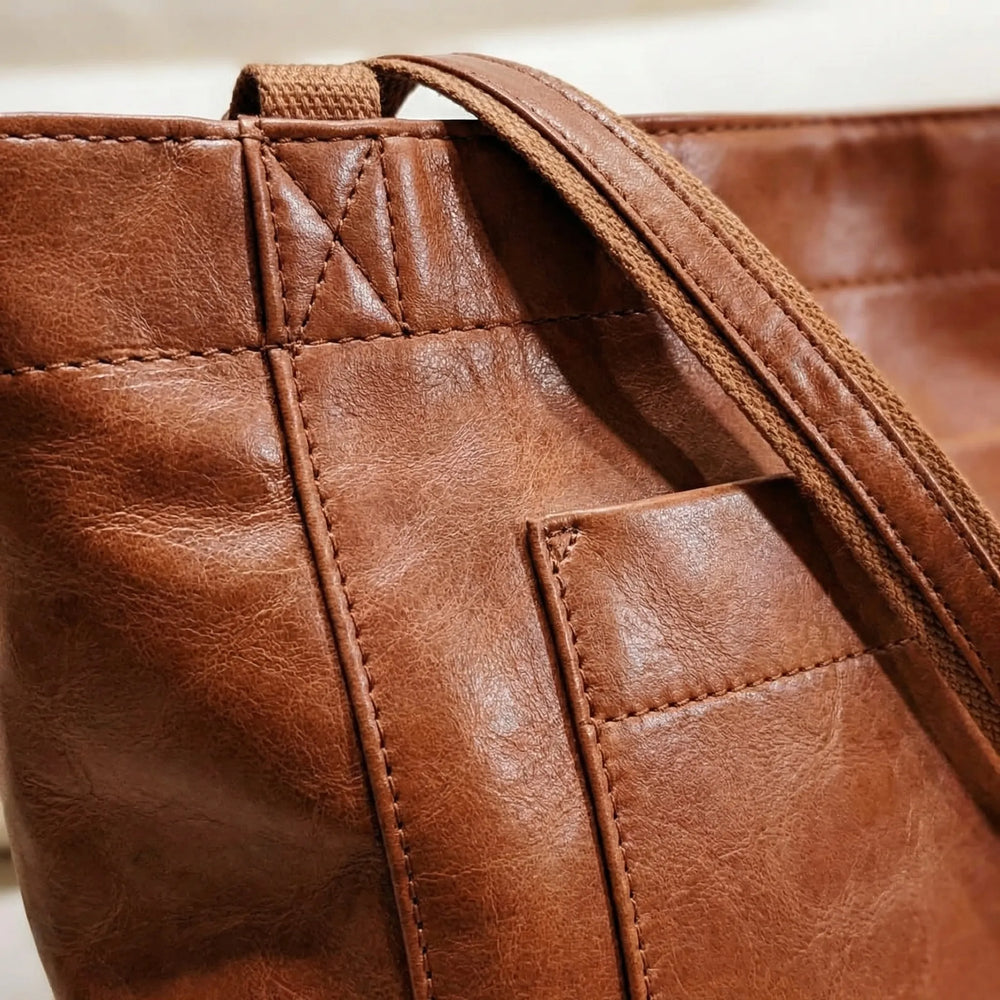 Clarenova - Structured Genuine Leather Tote Bag