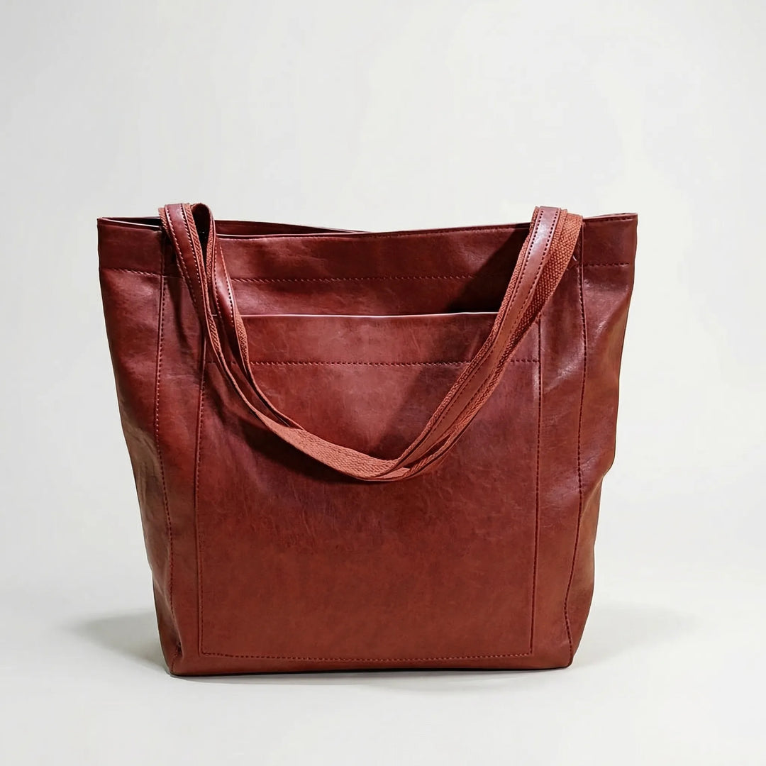 Clarenova - Structured Genuine Leather Tote Bag
