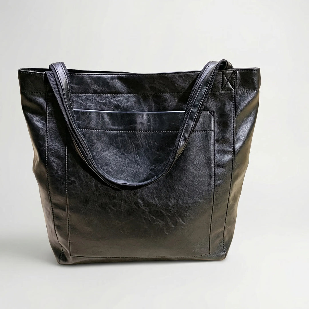 Clarenova - Structured Genuine Leather Tote Bag