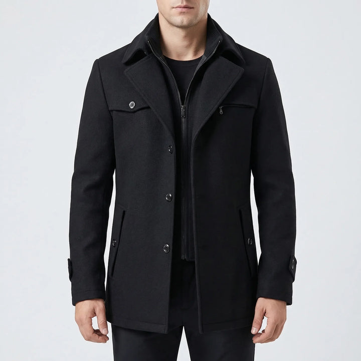 Clarenox - Lapel Collar Button-Front Men's Jacket