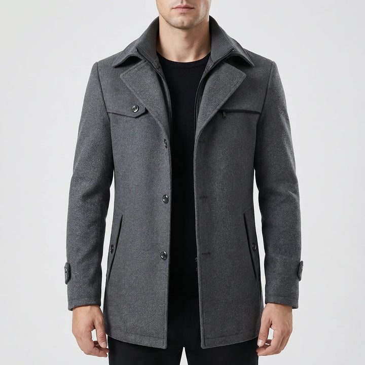 Clarenox - Lapel Collar Button-Front Men's Jacket