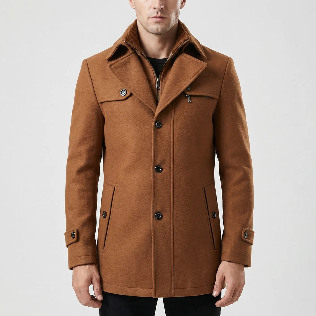 Clarenox - Lapel Collar Button-Front Men's Jacket
