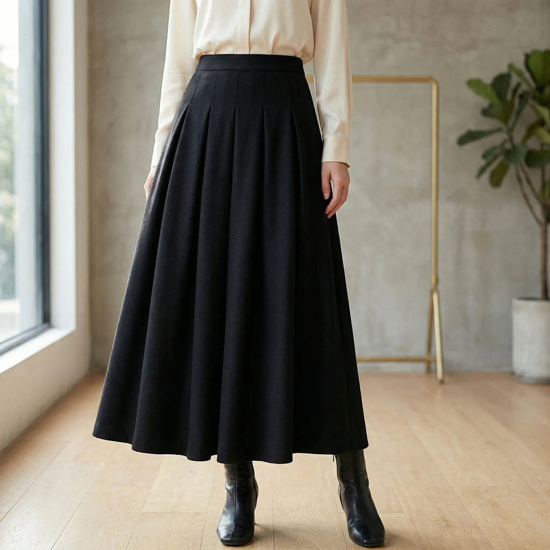 Clarette - High-Waist Pleated Midi Skirt