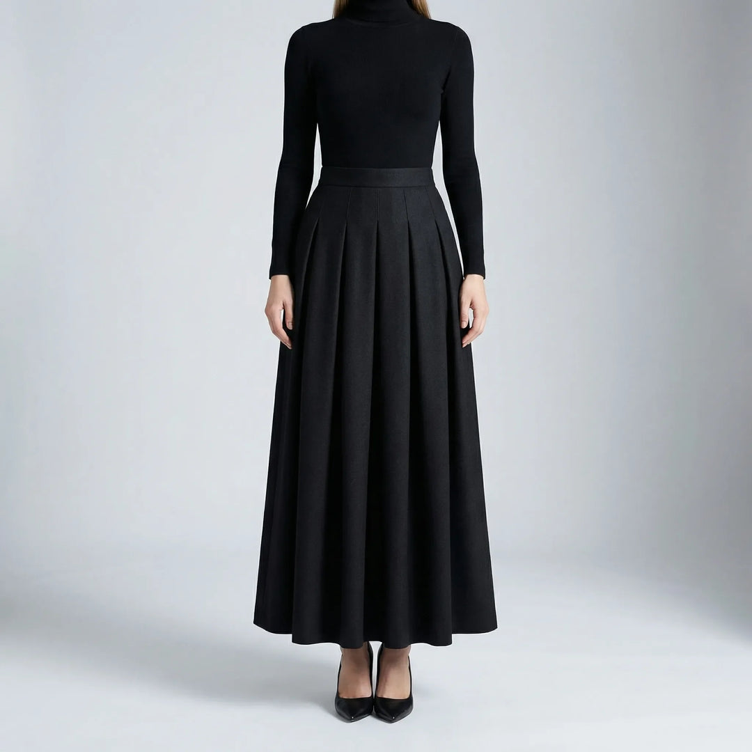 Clarette - High-Waist Pleated Midi Skirt