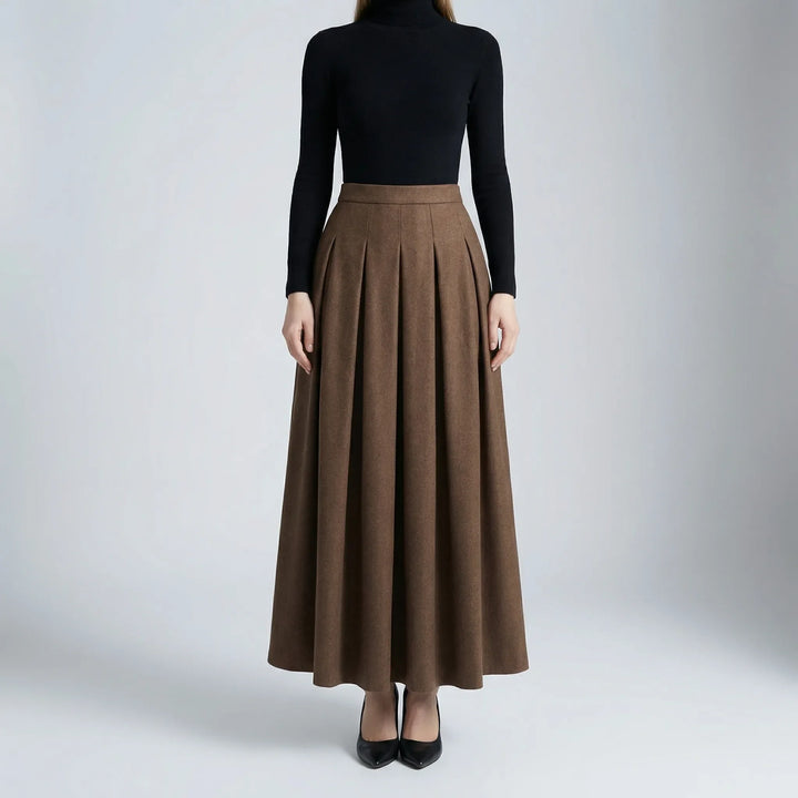 Clarette - High-Waist Pleated Midi Skirt