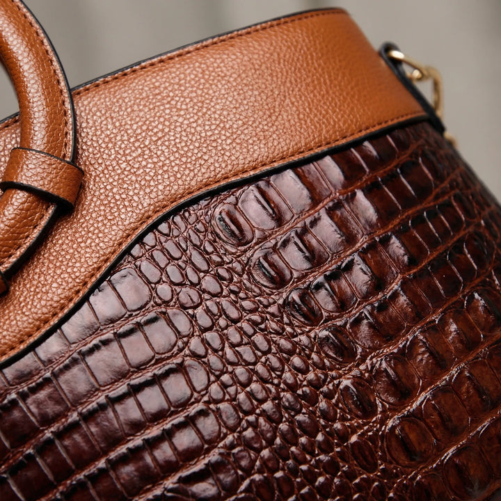 Clarevon - Structured Crocodile-Embossed Tote Bag