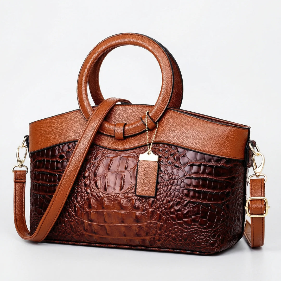 Clarevon - Structured Crocodile-Embossed Tote Bag
