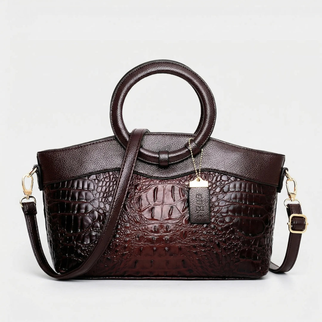Clarevon - Structured Crocodile-Embossed Tote Bag