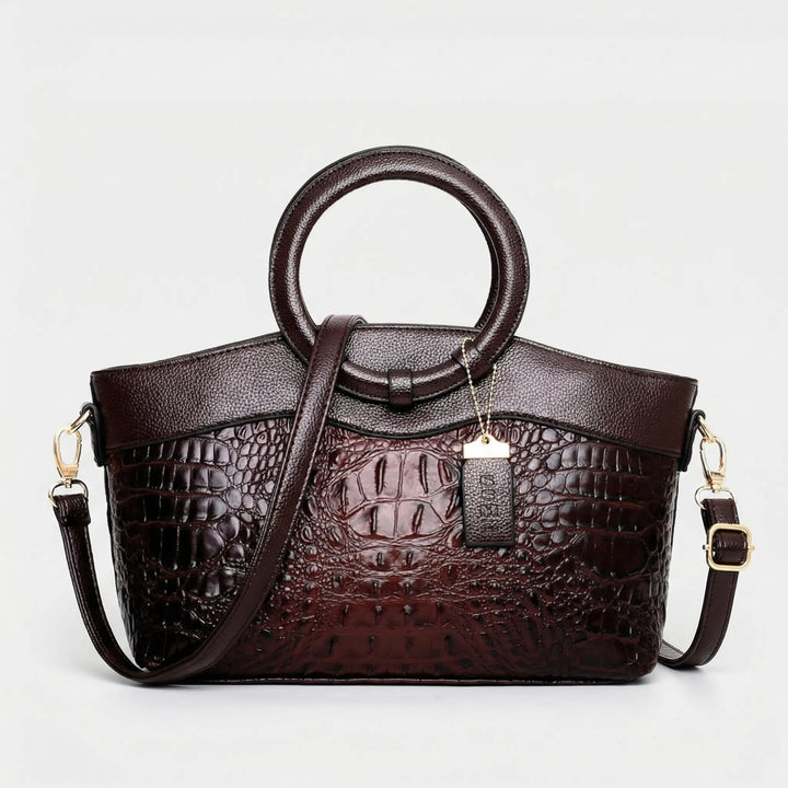 Clarevon - Structured Crocodile-Embossed Tote Bag