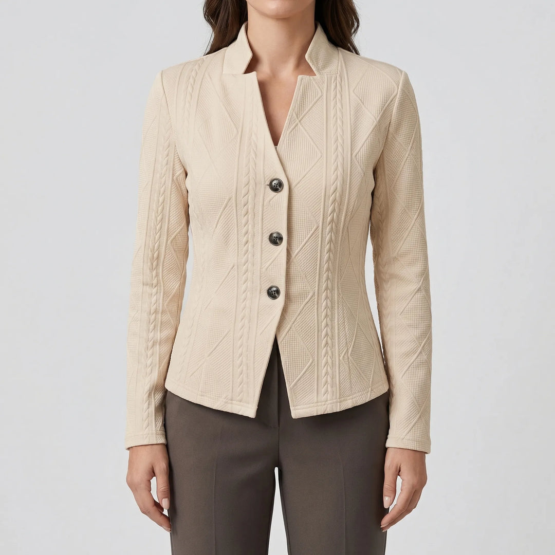 Clariné - Structured Lapel Button-Front Blazer
