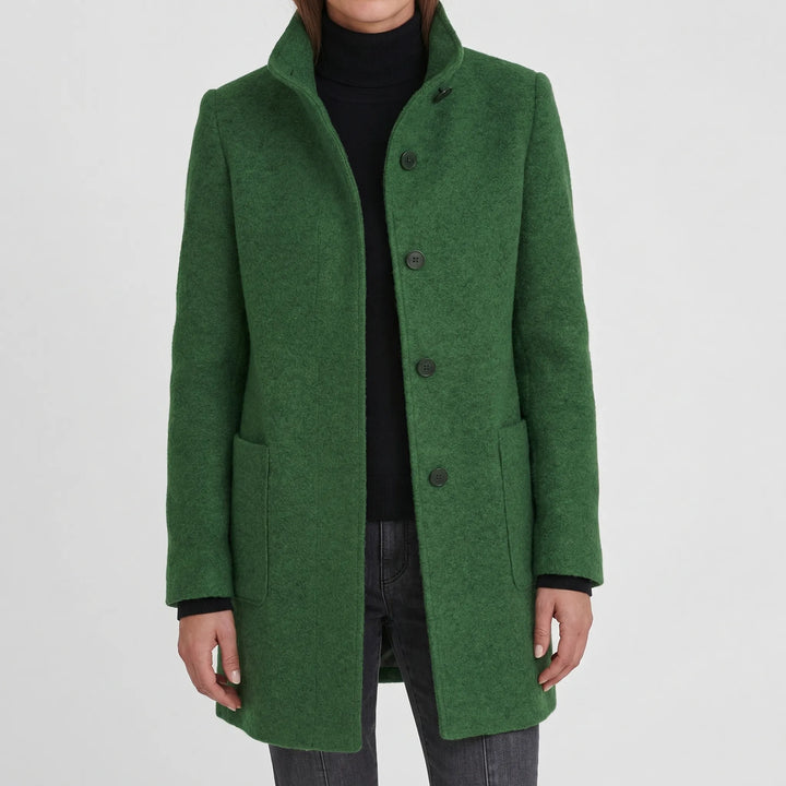 Clarique - Mid-Length Stand-Collar Women's Coat