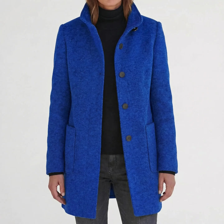 Clarique - Mid-Length Stand-Collar Women's Coat