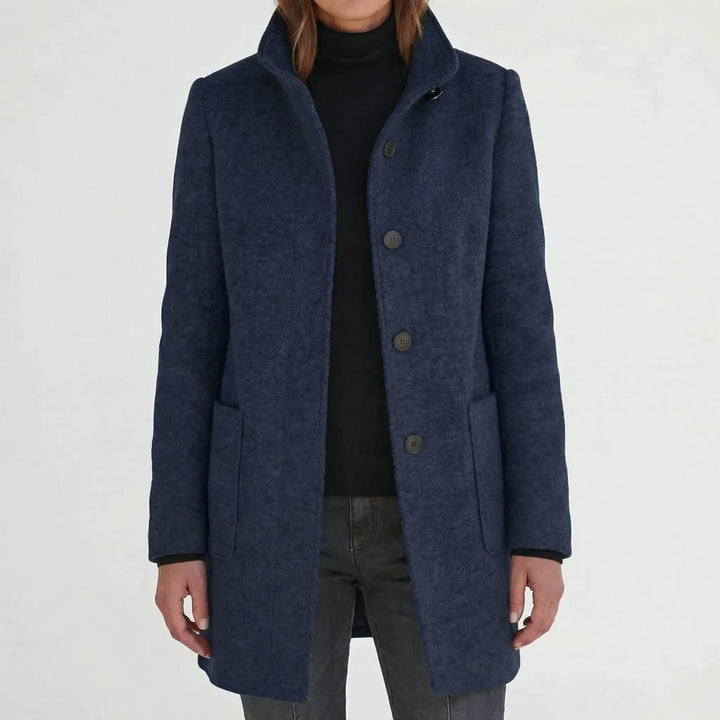 Clarique - Mid-Length Stand-Collar Women's Coat