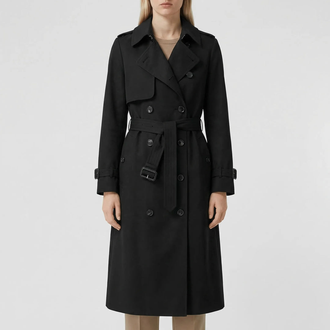 Clarisette - Double-Breasted Mid-Length Trench Coat