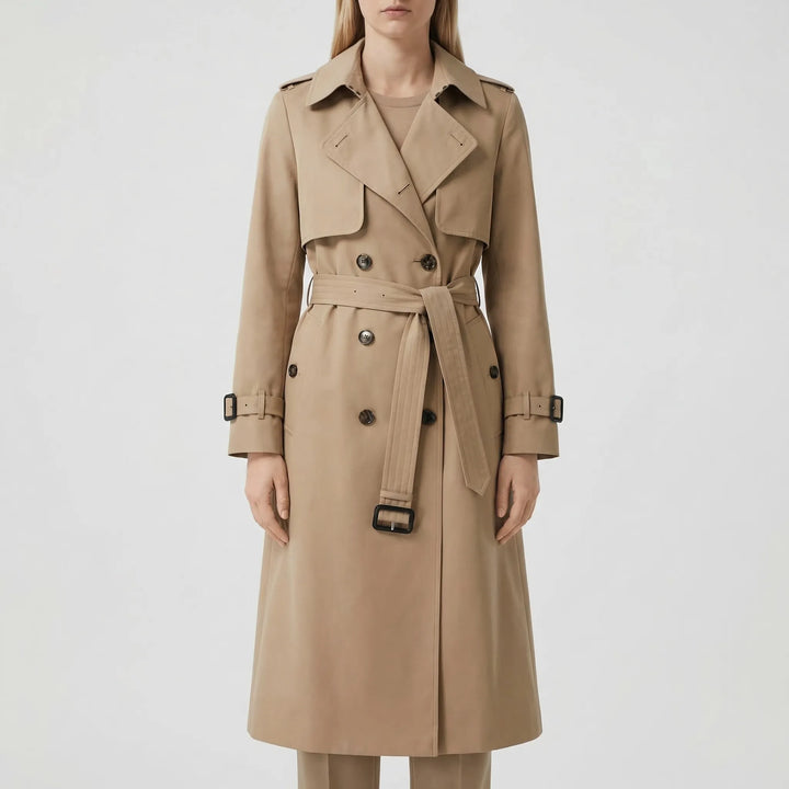 Clarisette - Double-Breasted Mid-Length Trench Coat