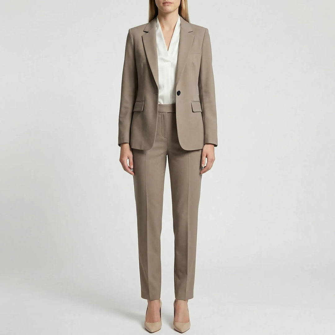 Clariva - Notched Lapel Blazer And Trouser Set