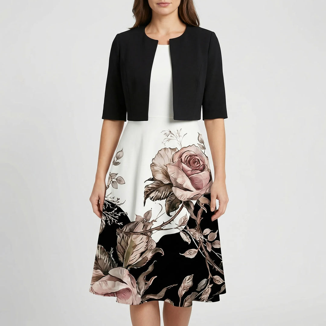 Clarivesse - Abstract Print Midi-Length Dress