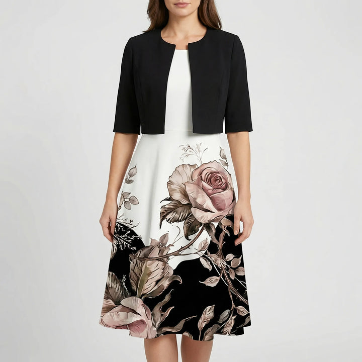 Clarivesse - Abstract Print Midi-Length Dress