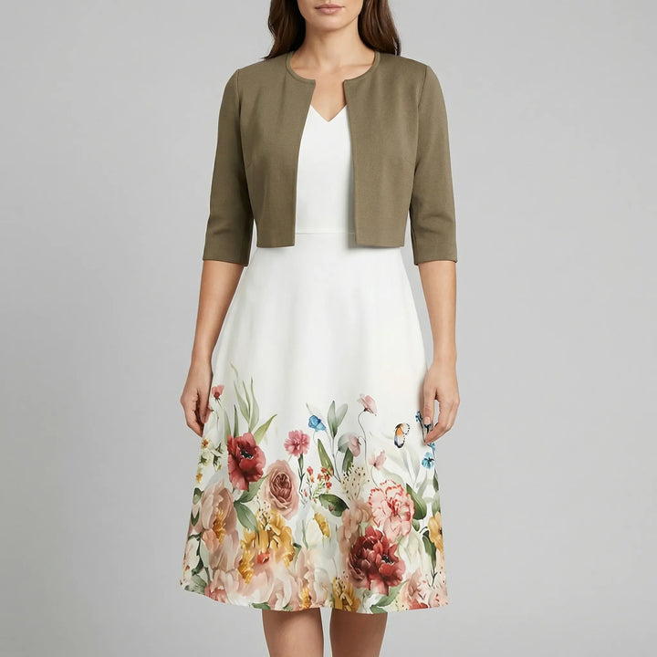 Clarivesse - Abstract Print Midi-Length Dress