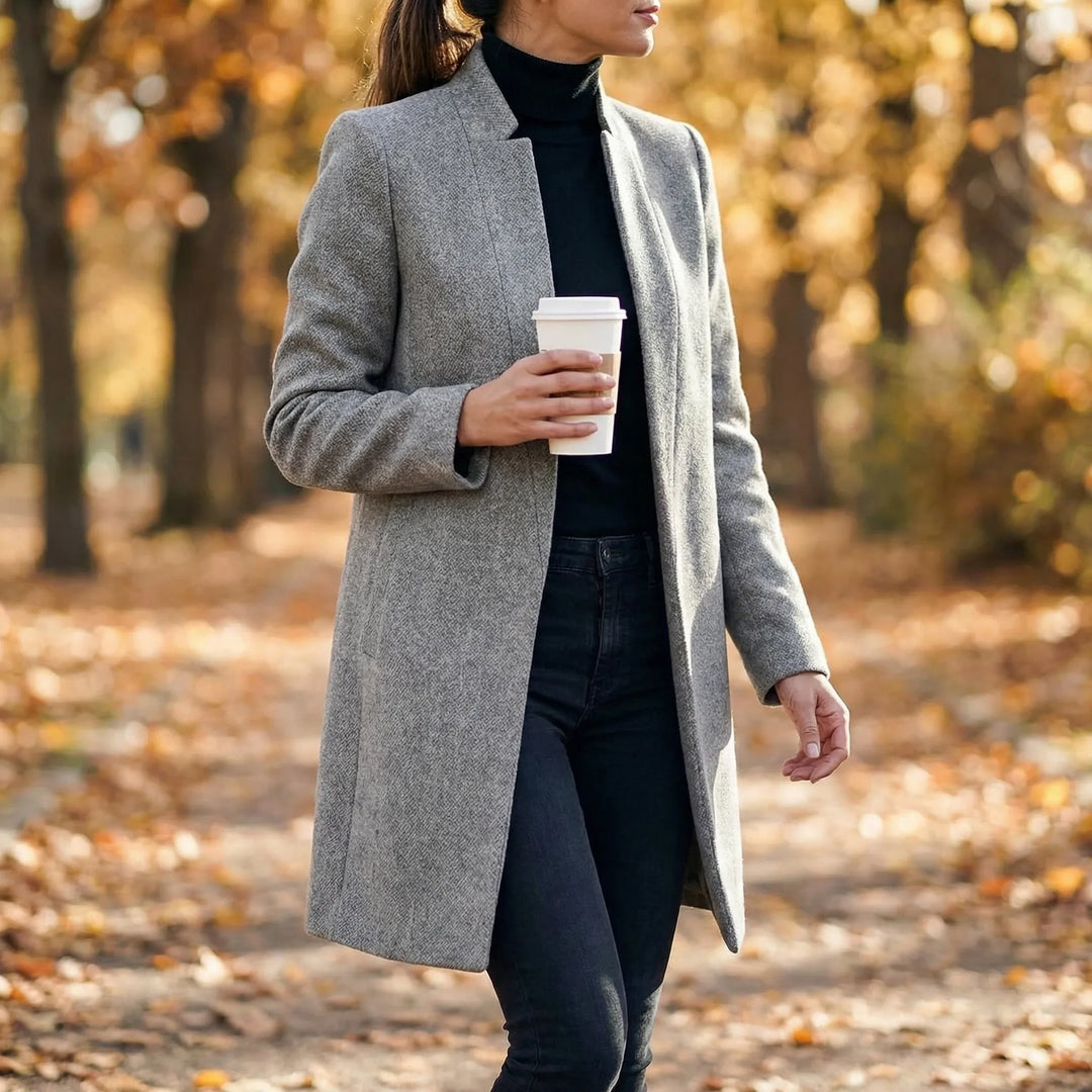 Claroven - Long Structured Button-Front Coat