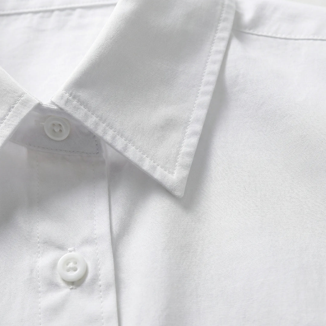 Clarvelle - Relaxed Structured Button-Front Blouse