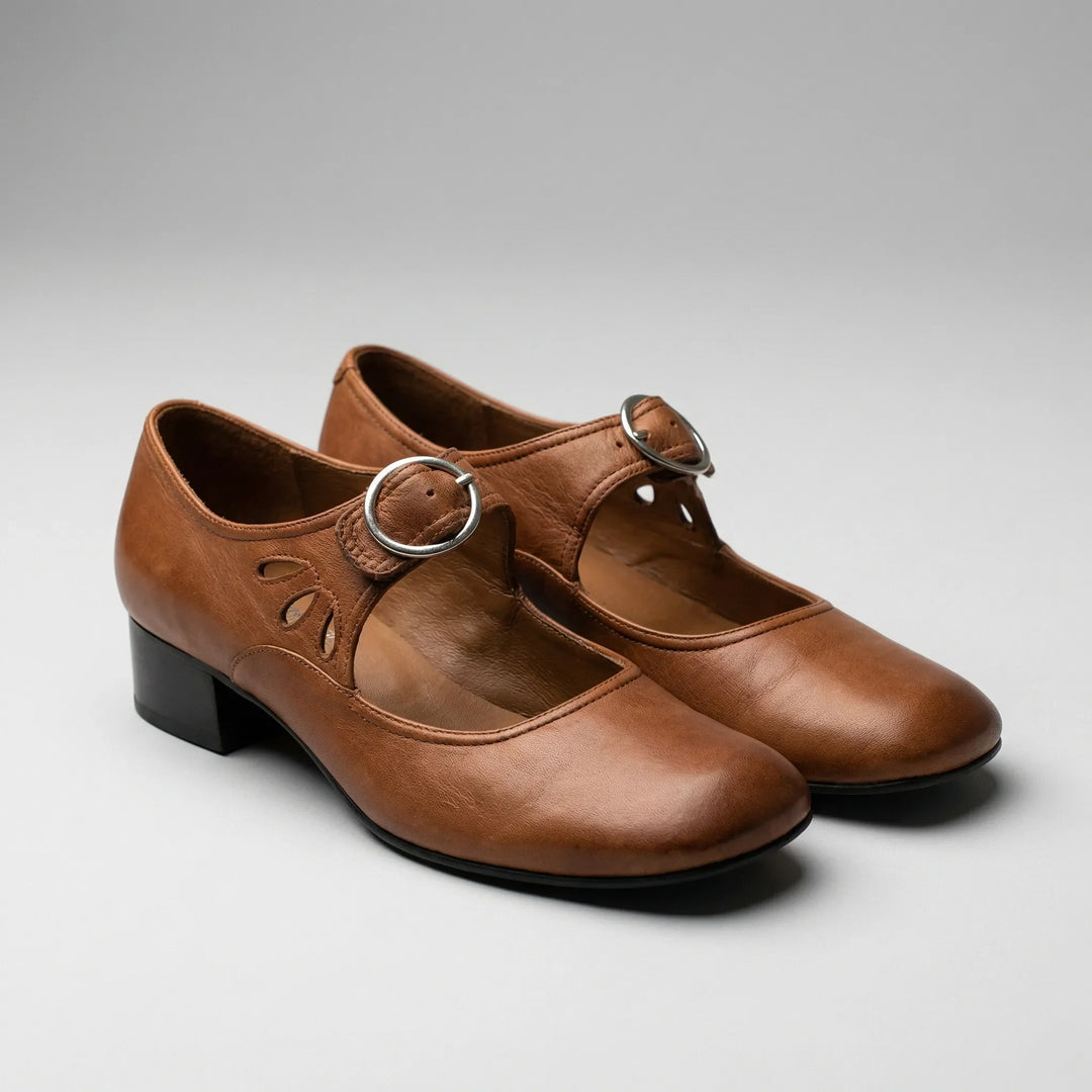 Claspette - Low Block Heel Mary Jane Flat