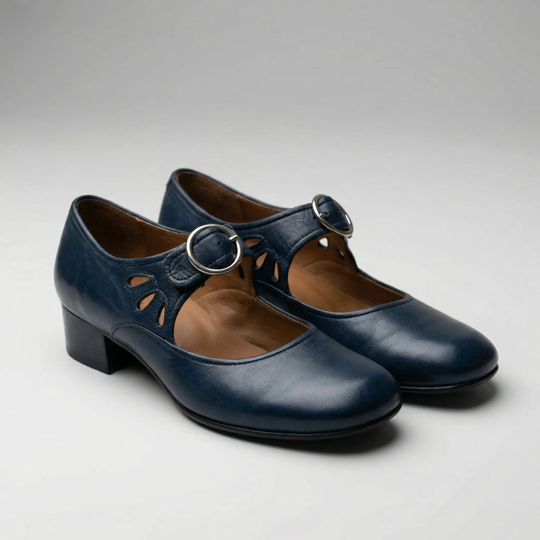 Claspette - Low Block Heel Mary Jane Flat