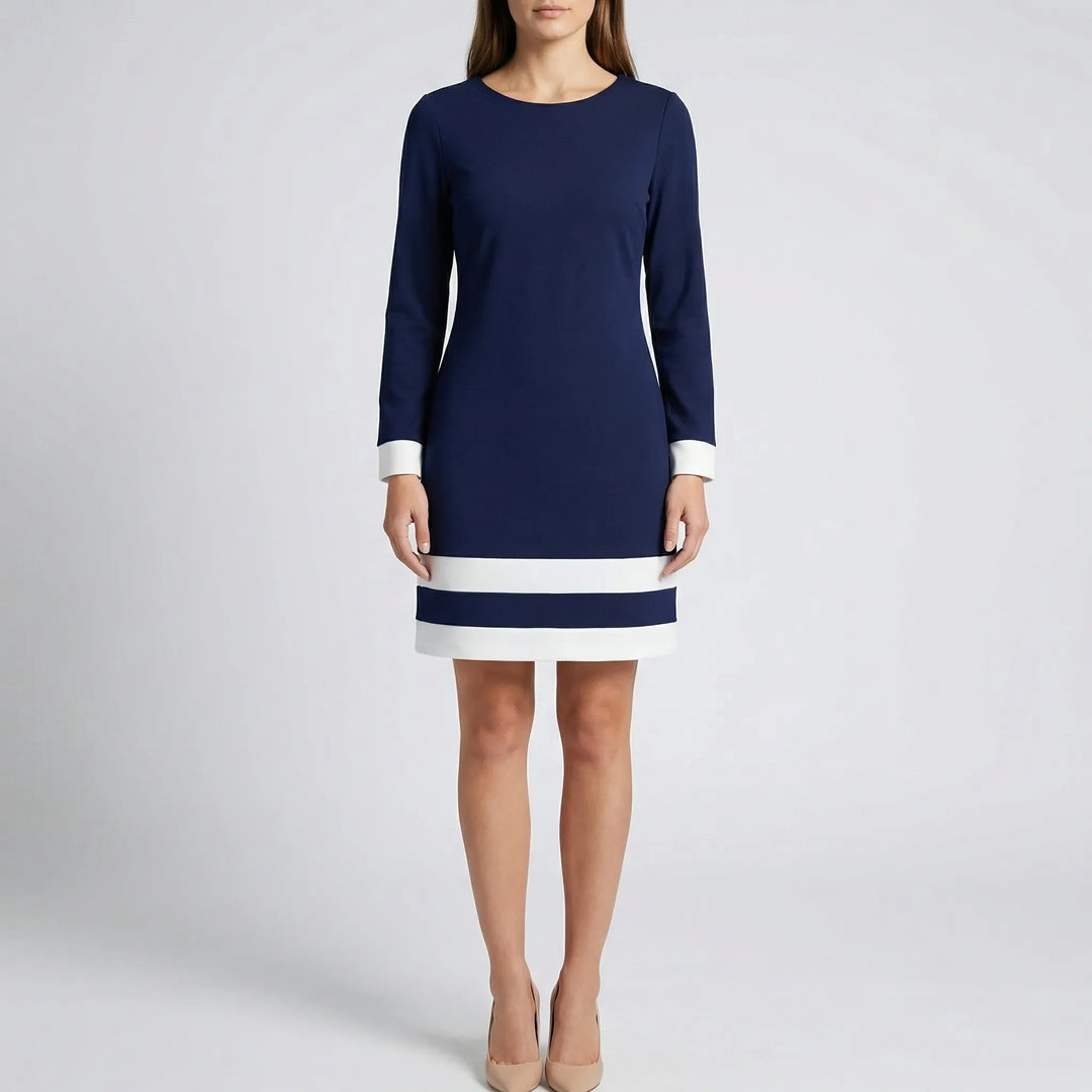 Classiven - Long Sleeve Color-Block Mini Dress