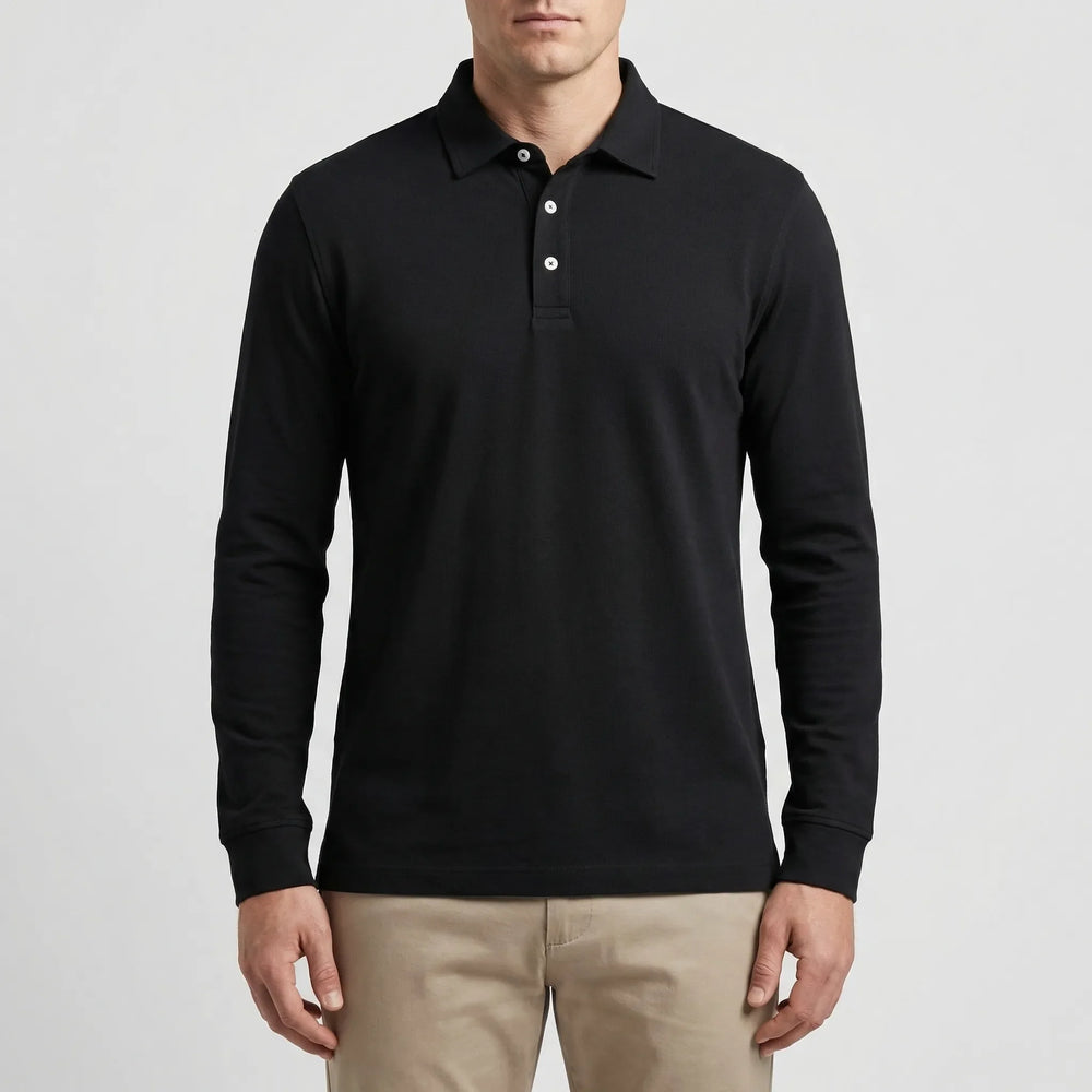 Classon - Long-Sleeve Button-Collar Polo Shirt
