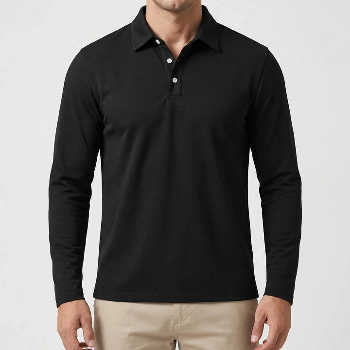 Classon - Long-Sleeve Button-Collar Polo Shirt