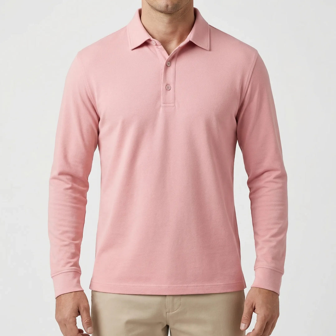 Classon - Long-Sleeve Button-Collar Polo Shirt