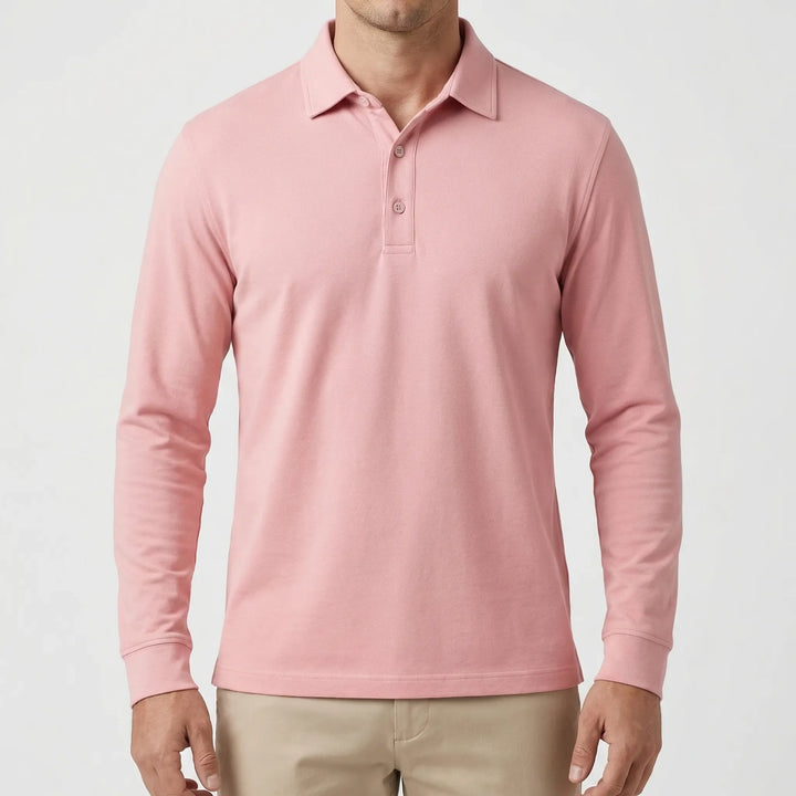 Classon - Long-Sleeve Button-Collar Polo Shirt