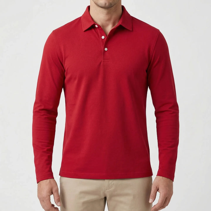 Classon - Long-Sleeve Button-Collar Polo Shirt
