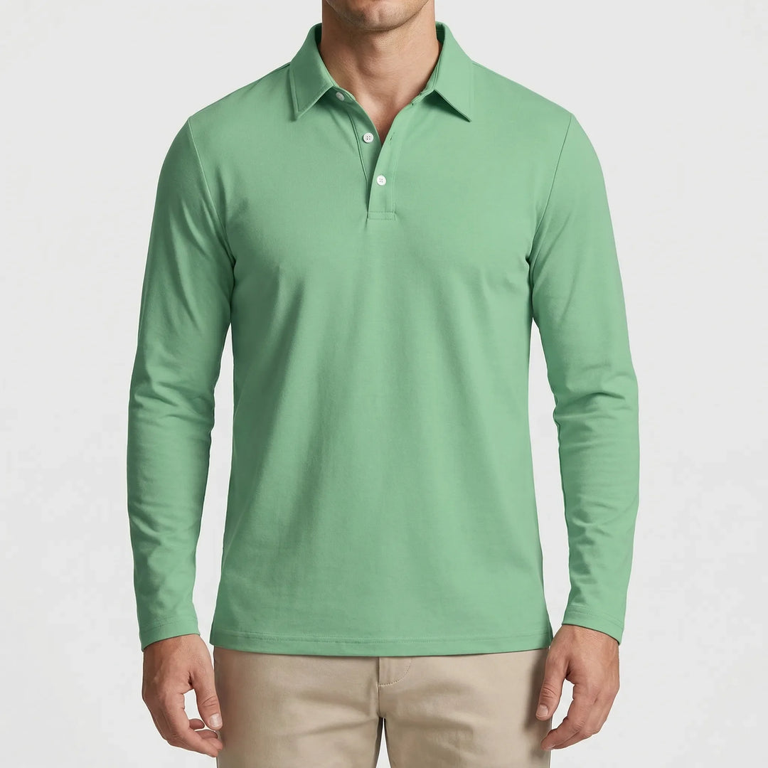Classon - Long-Sleeve Button-Collar Polo Shirt