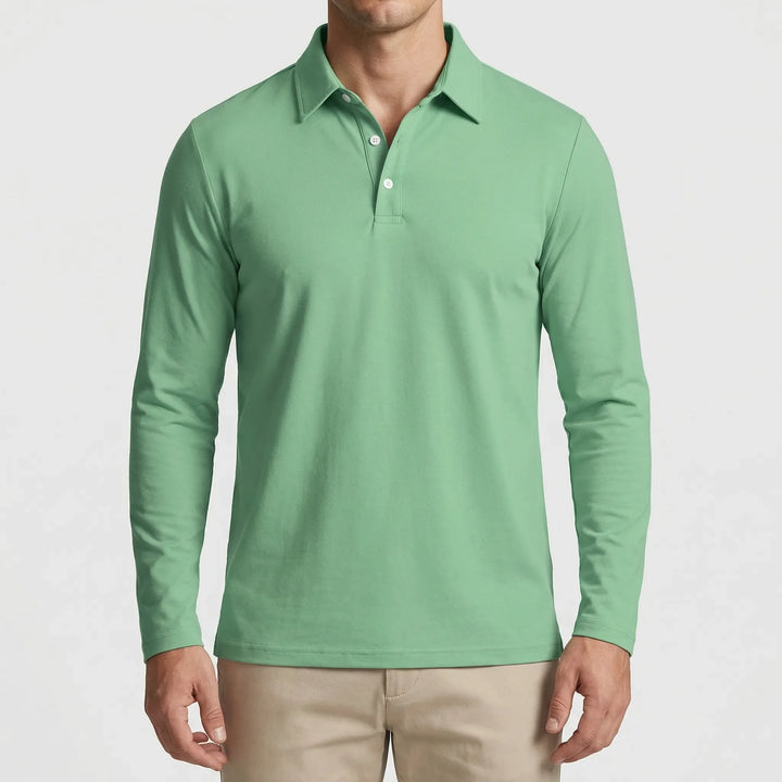 Classon - Long-Sleeve Button-Collar Polo Shirt