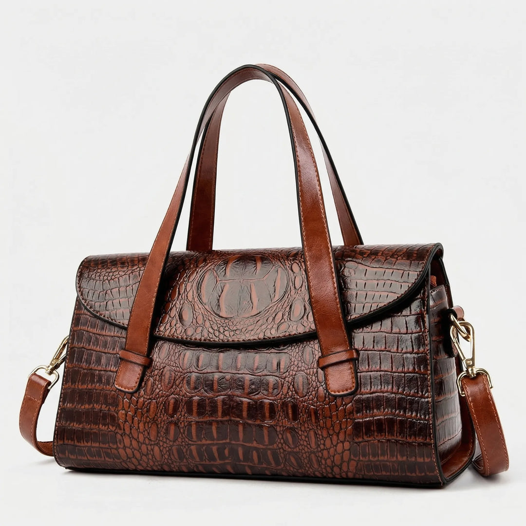 Cleovelle - Embossed Croc-Texture Structured Handbag