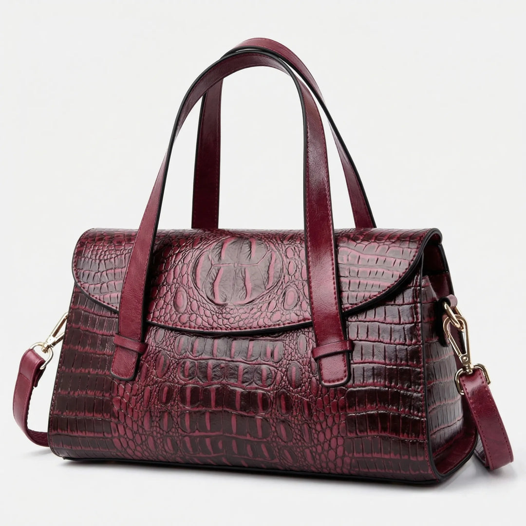 Cleovelle - Embossed Croc-Texture Structured Handbag