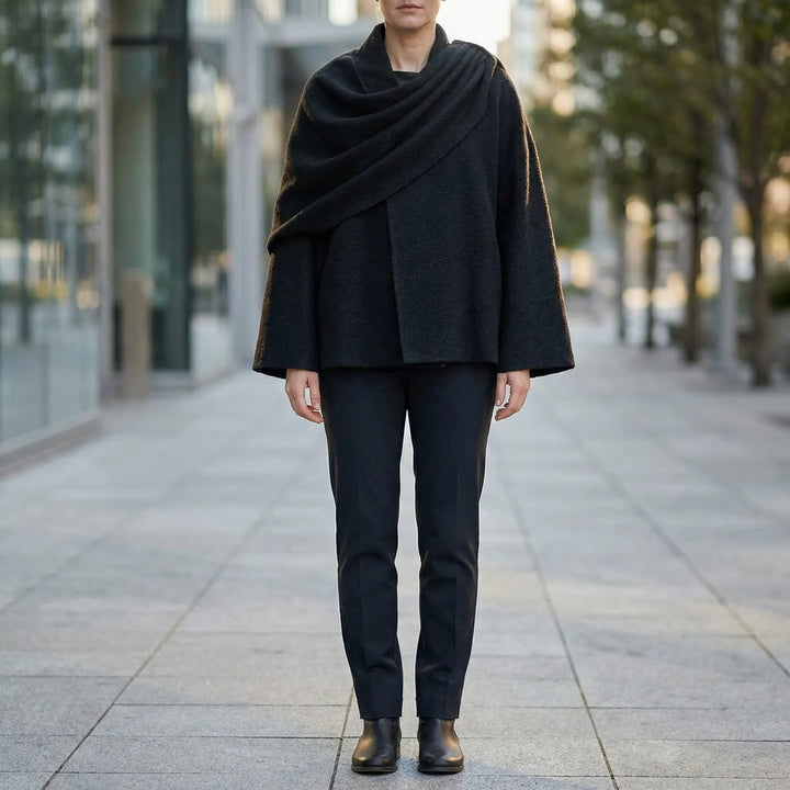 Cloryne - Draped Cape-Style Women's Coat
