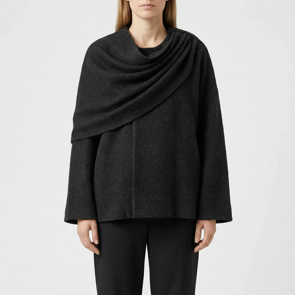 Cloryne - Draped Cape-Style Women's Coat