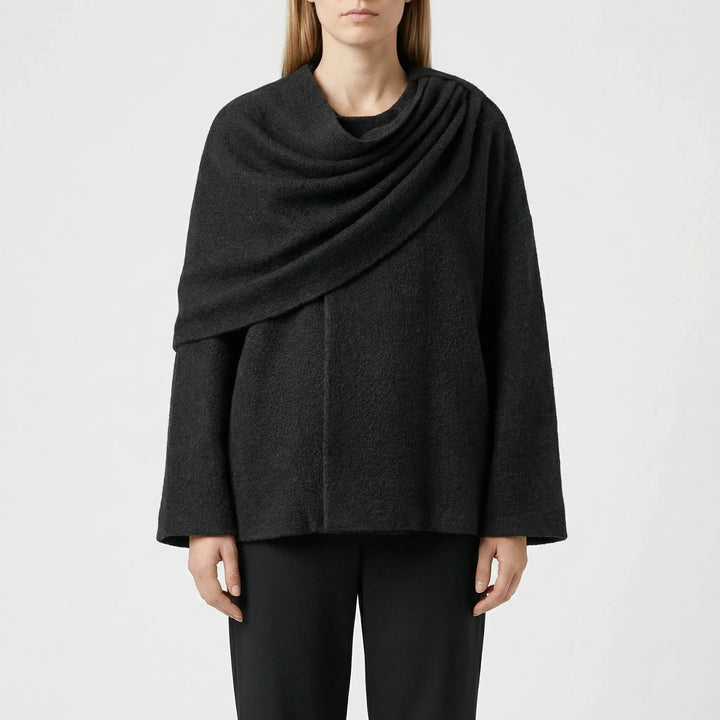 Cloryne - Draped Cape-Style Women's Coat