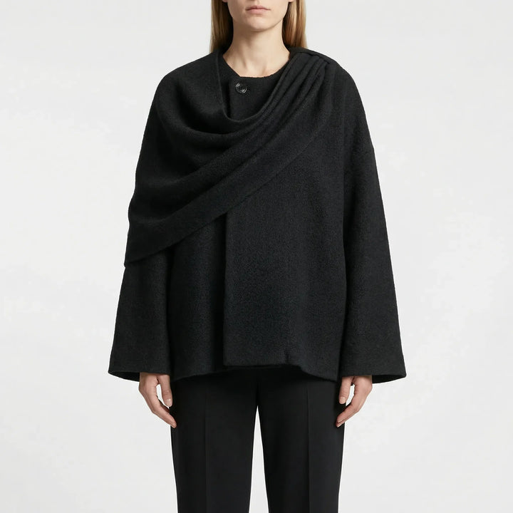 Cloryne - Draped Cape-Style Women's Coat