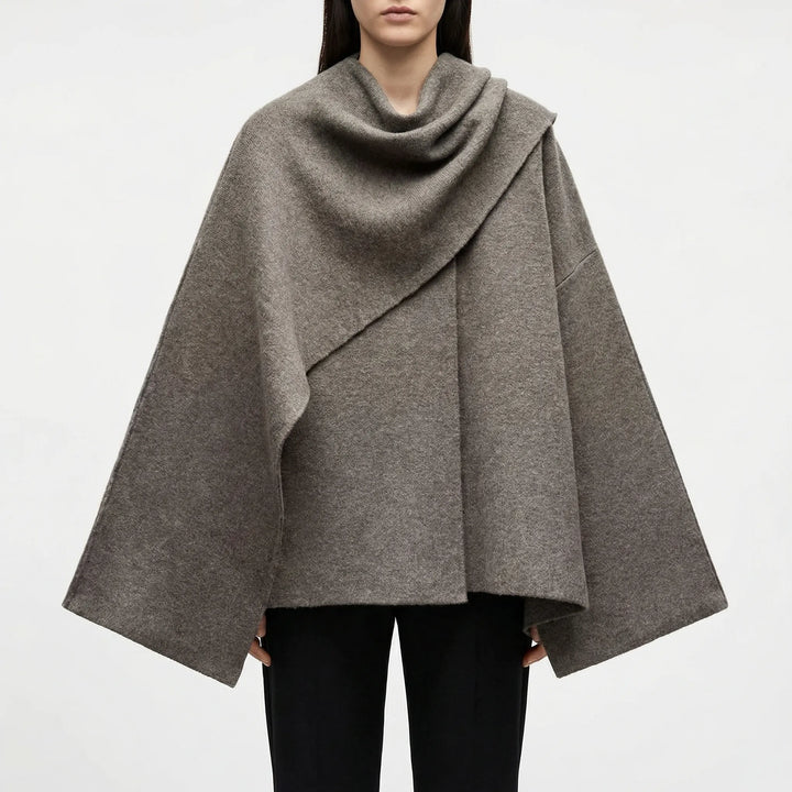Cloryne - Draped Cape-Style Women's Coat