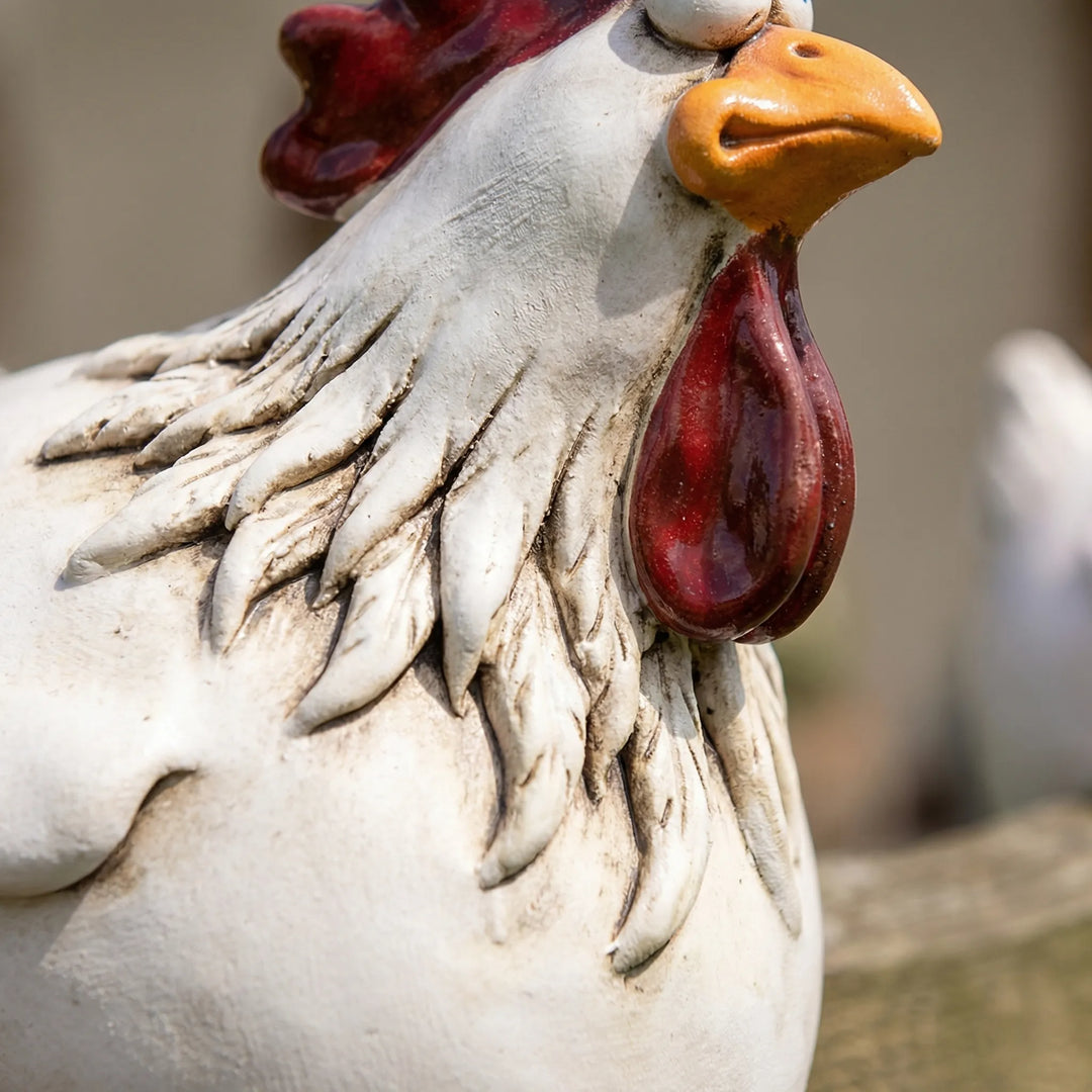 Cluckston - Whimsical Rooster Fence Ornament Set