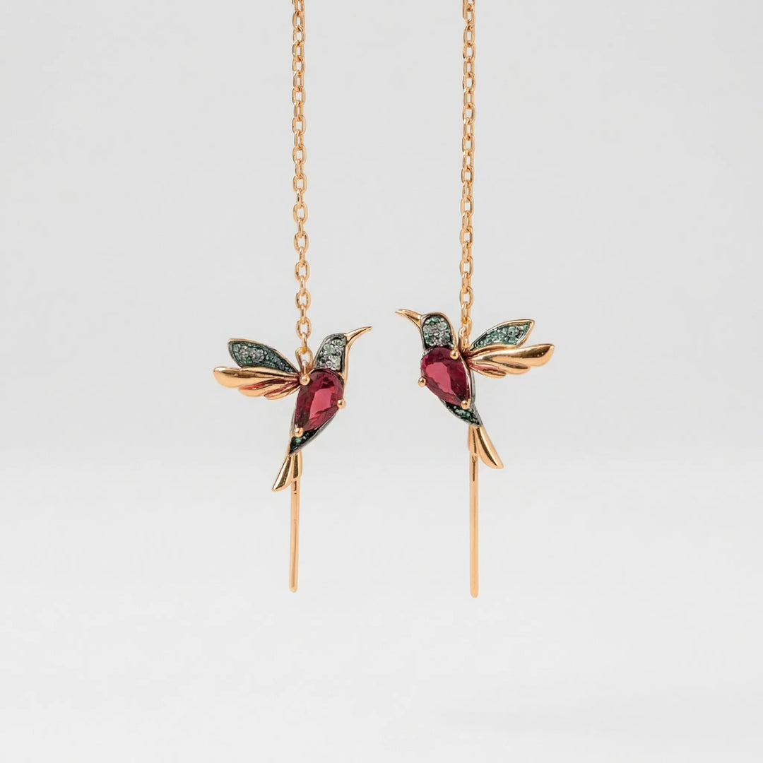 Colibrix - Hummingbird Motif Threader Drop Earrings