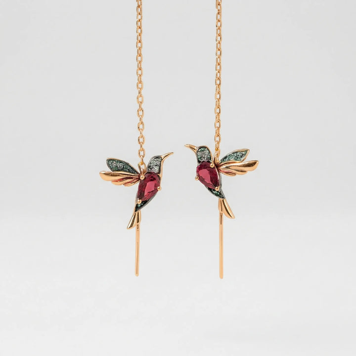Colibrix - Hummingbird Motif Threader Drop Earrings