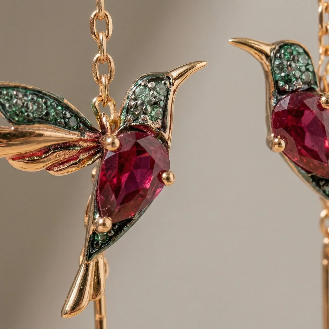 Colibrix - Hummingbird Motif Threader Drop Earrings