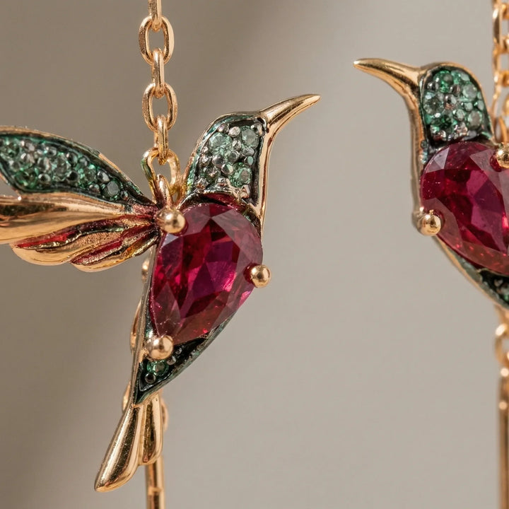 Colibrix - Hummingbird Motif Threader Drop Earrings