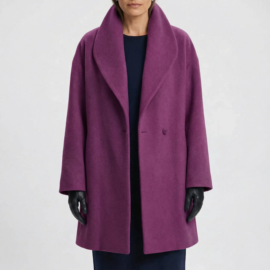 Collarra - Wide-Collar Straight-Hem Women's Jacket