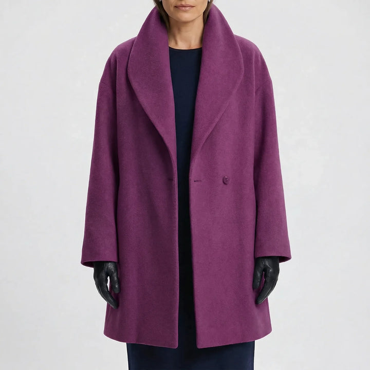Collarra - Wide-Collar Straight-Hem Women's Jacket