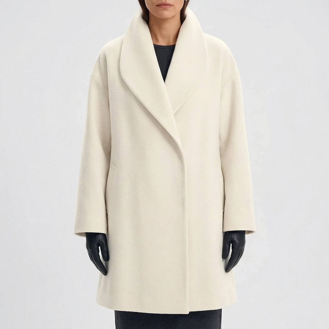 Collarra - Wide-Collar Straight-Hem Women's Jacket